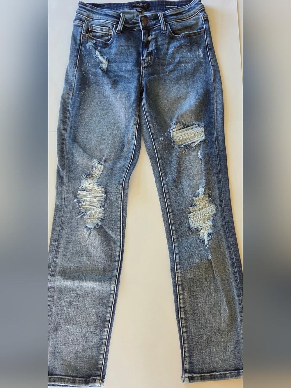 Judy Blue Boyfriend Jeans Distressed Splatter 7|28 Stretch Boho Denim JB82169LT